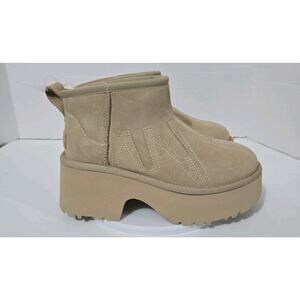 UGG Ultra Mini New Height Sunwave Suede Platform Slip On Ankle Booties Size 6